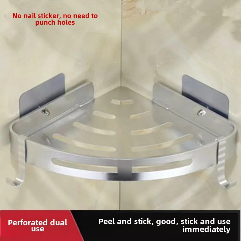 Kein Stanzen erforderlich, Badezimmerregal, Aluminiumlegierung, Shampoo-Regal, Make-up-Organizer, Duschregal, Badezimmer-Accessoires, Eckregal