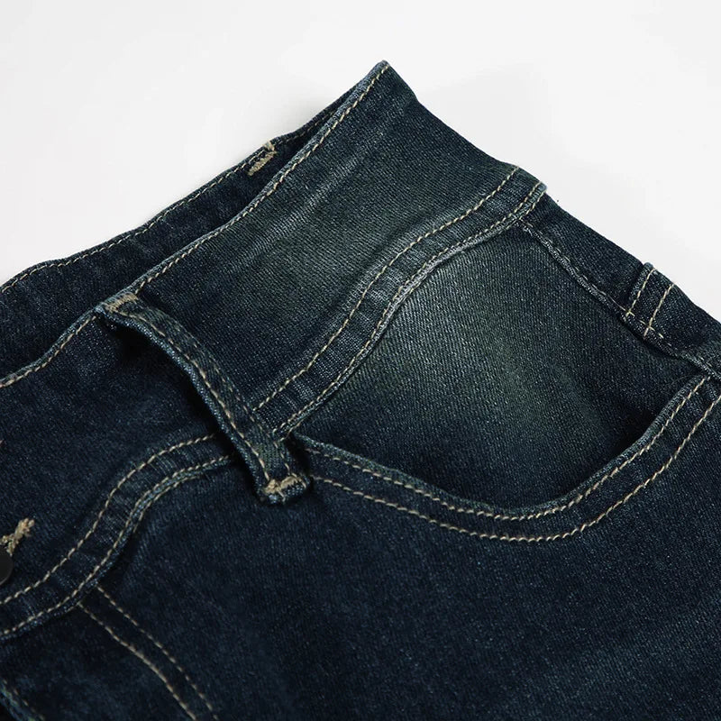 Vintage Y2K Flared Jeans Retro Button-up Low Rise Casual Denim Hose Harajuku 2000er Jahre Hose Basic Aesthetic Mom