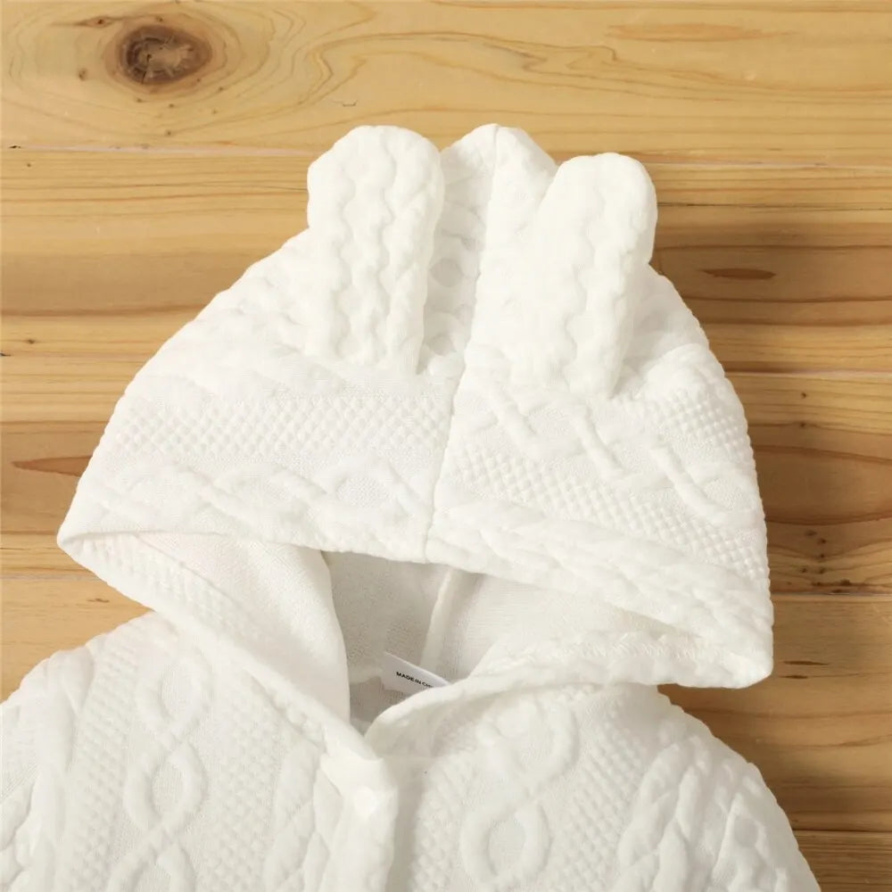 0-18 Monate Neugeborenes Baby Mädchen Bodysuit einfarbig Hoodie Langarm Stram pler Herbst & Winter warme Overall Kleidung für Baby
