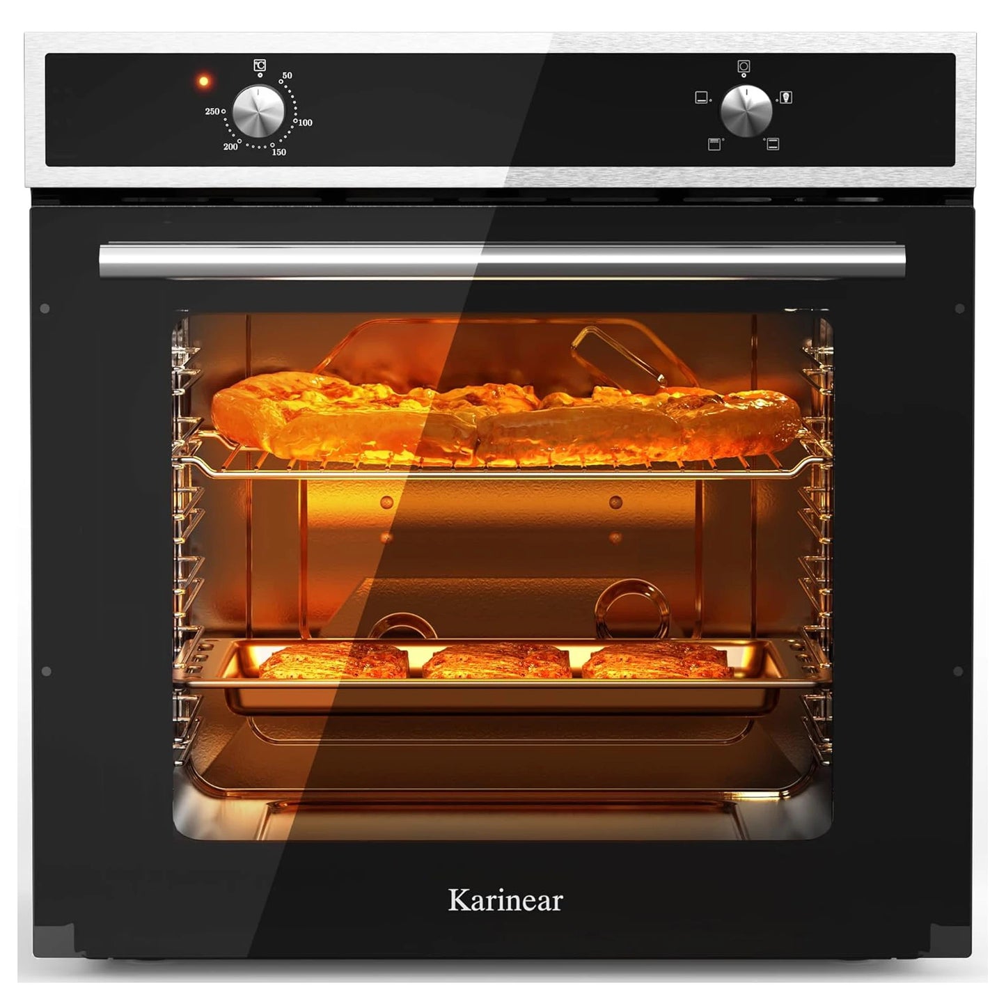 Karinear Electric Oven 65L Oven Built in Oven with accessories, Knob Control wtih 4 Functions 2200W Plug and Play 220V 60cm Wide.
