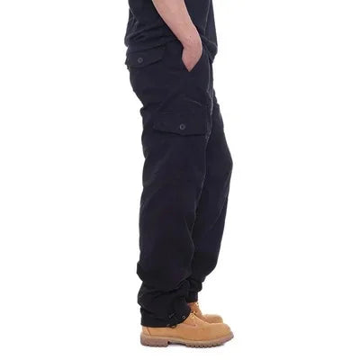 2025 Men's Casual Elastic Waist Plus Size Cargo Pants Multiple Pockets Loose Fit Trousers For Construction Site