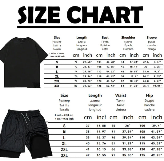 Men's Sports Streetwear Summer Breathable Casual T-shirt Set Outdoor Fitness 2-in-1 Compression Shorts Workout Track Clothes.