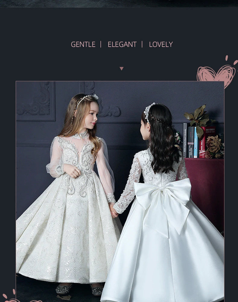 Mädchen Erstkommunion Kleid Blumen mädchen Hochzeit Pailletten Kleider für Kinder Klavier Leistung Vestidos Kinder Festzug Ballkleid