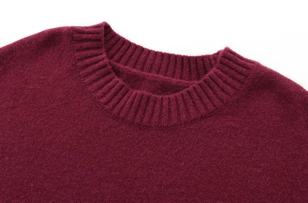 TRZA-Damen Soft Touch Übergroßer Strickpullover, O-Ausschnitt, lange Ärmel, weibliche Pullover, schicke Tops, Mode