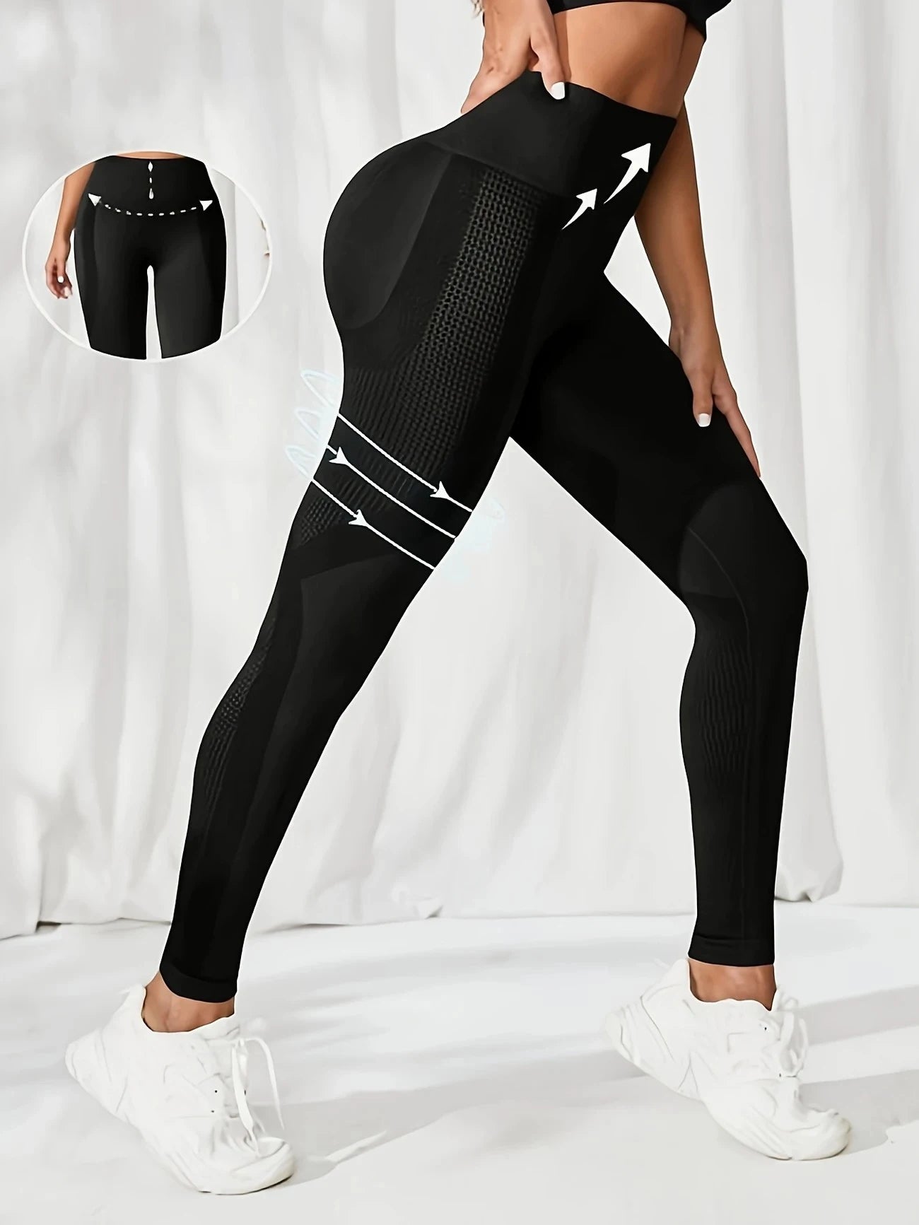 Atmungsaktive Yoga-Leggings mit hoher Taille für Damen, einfarbig, Bauchkontrolle, Sportbekleidung, bequeme Fitness-Studio-Strumpfhose, Activewear