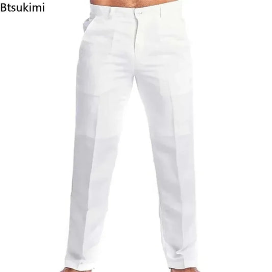 Neue Vintage männer Baumwolle Leinen Hosen Atmungsaktive Komfort Weiche Hosen Mode Lose Gerade Hosen Männer Solide Einfache Casual Hosen.