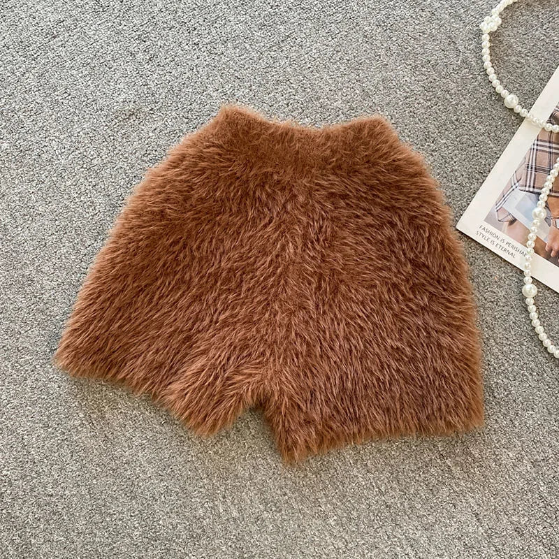 Autumn Winter New Knitted Shorts Women Korean High Waist Bottoms Causal Fashion Warm Sweater Short Femme