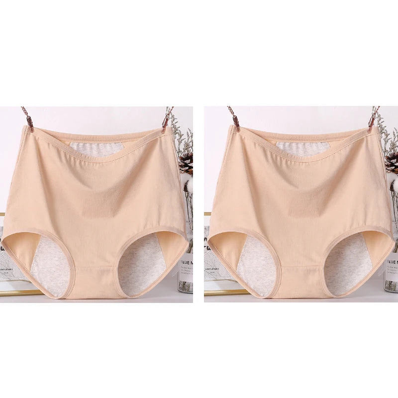 2pcs Girl Menstrual Panties Women's Physiological Briefs Ladies Period Leak Proof Panty High Waist Cotton Underwear