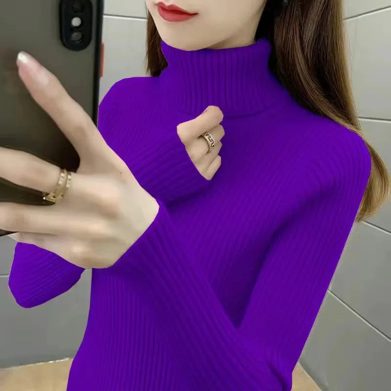 2024 neue Frauen Rollkragen Winter Pullover Frauen Langarm Gestrickte Frauen Pullover Und Pullover Weibliche Jumper Trikot Tops