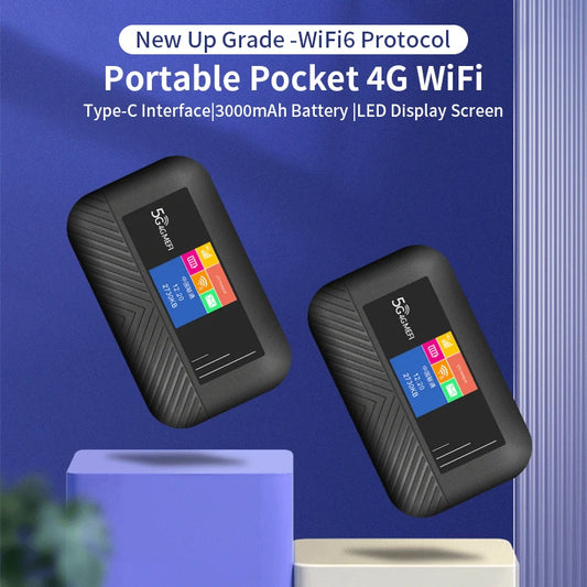 WiFi6 Lte Router 4G SIM Wifi Portable Mifi Pocket Hotspot WiFi Extender Compatible with 5G SIM Cards Type-C Port 3000mAh Battery.