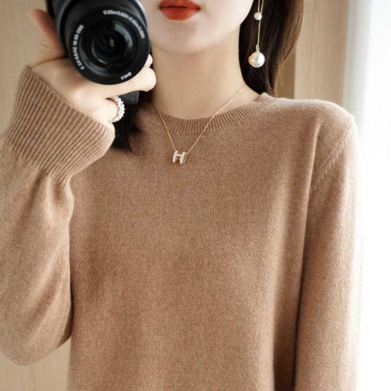 2025 frauen Pullover Frühling Herbst Lange Hülse O-ansatz Pullover Warme Bodenbildung Shirts Koreanische Mode Pullover Strickwaren Weiche Jumper
