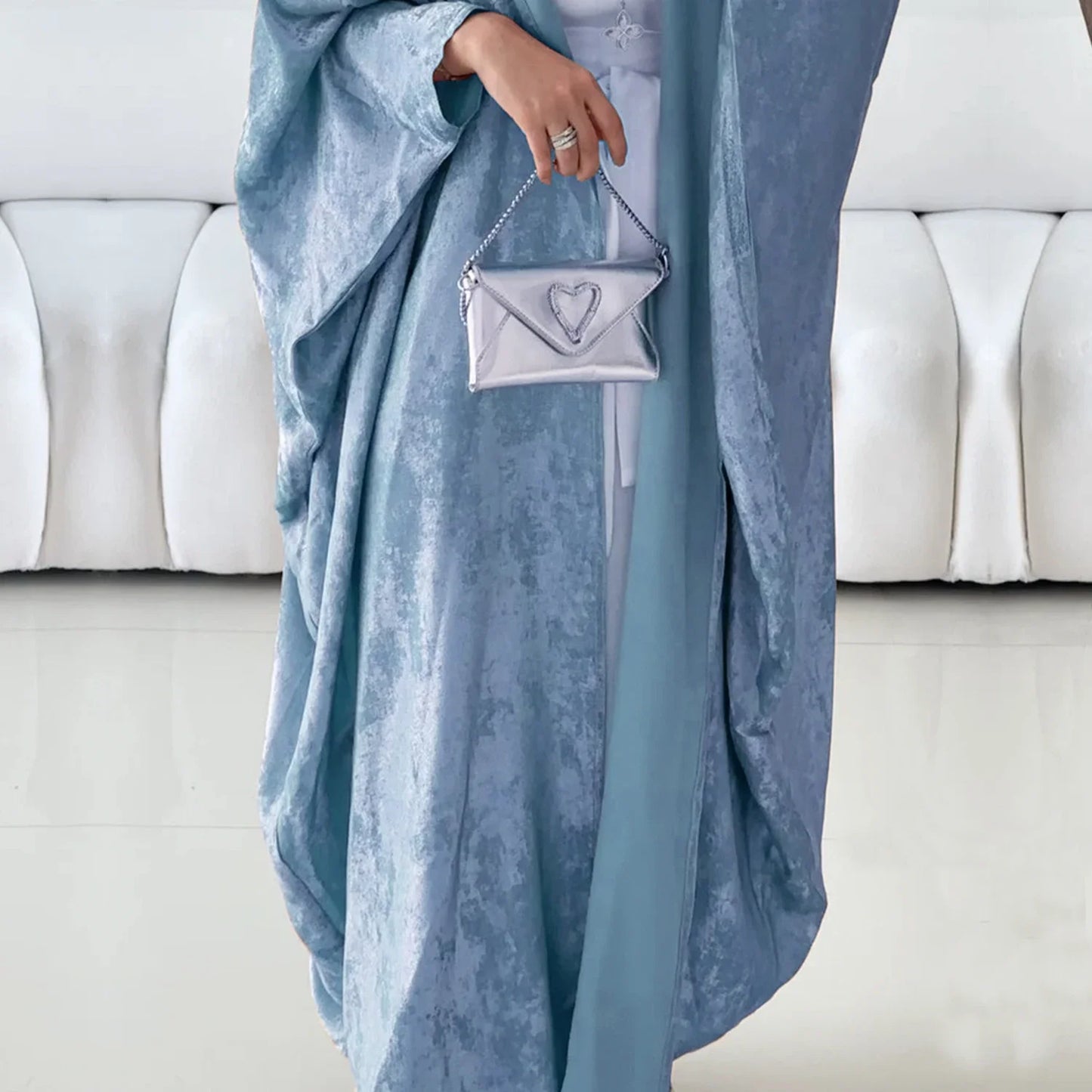 Mode Elegante Dubai Türkische Abaya Kleid Frauen Muslimische Frauen Muslimischen Kimino Kleid Abayas Vorne Offen Strickjacke