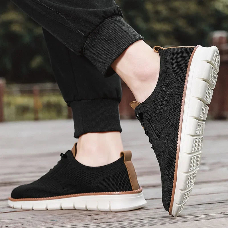 Herren-Freizeitschuhe, klassische, atmungsaktive Brogue-Flats, dämpfende Farbblock-Design-Kleiderschuhe, vielseitige Turnschuhe, leicht