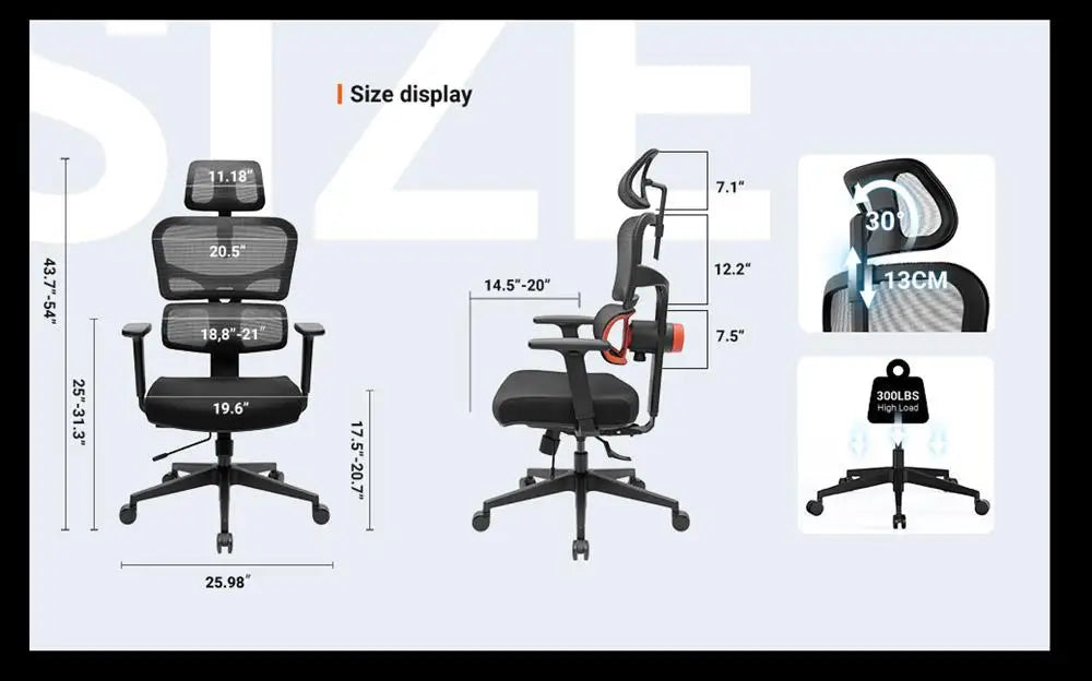 NEWTRAL Chair Standard NT001 Adaptive Unterrückenstütze Ergonomischer Stuhl, verstellbare Armlehnen-Kopfstütze, Nylonbasis Hohe Qualität