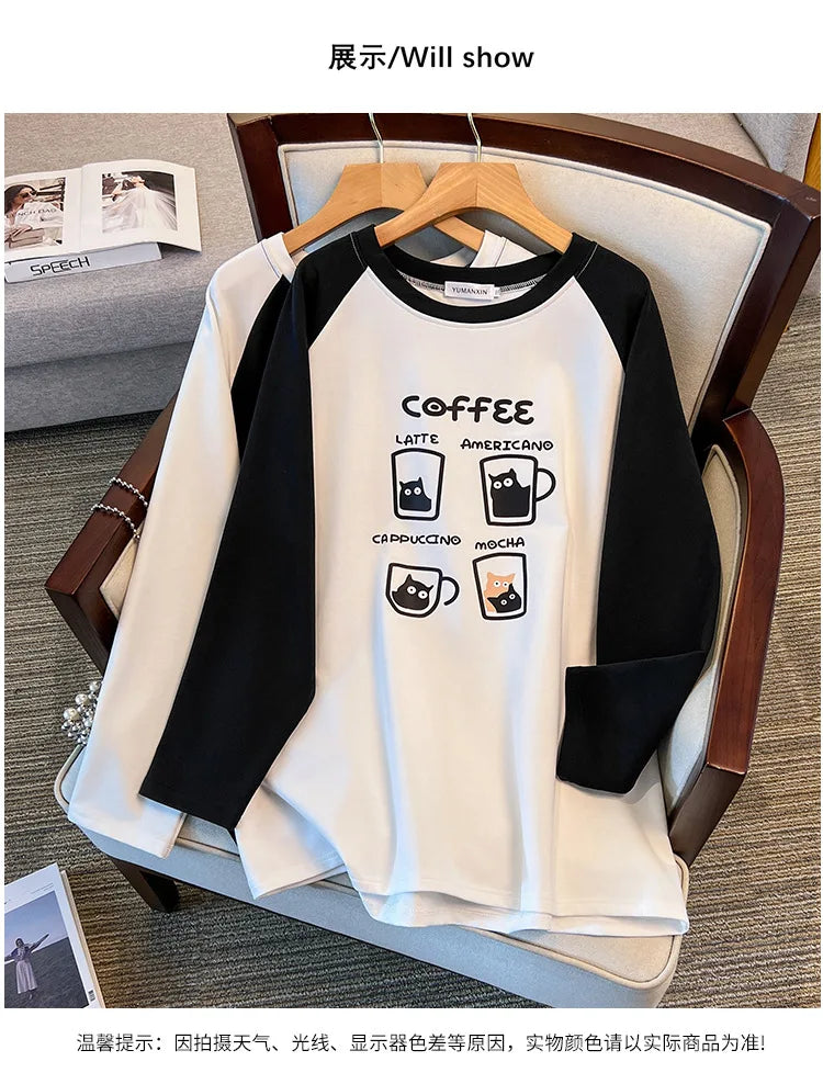 175kg plus size Damen büste Frühling Herbst lockeres Oberteil Rundhals bedrucktes Langarm-Sweatshirt 4xl 5xl 6xl 7xl 8xl 9xl