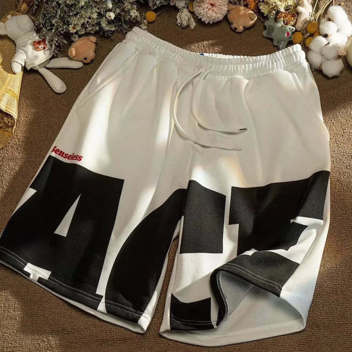 Sommer Casual männer Shorts Ins Trendy Marke Amerikanischen Stil Gespleißt Mittlere Taille Gerade Bein Lose Fit Breite Bein Minute Jogginghose