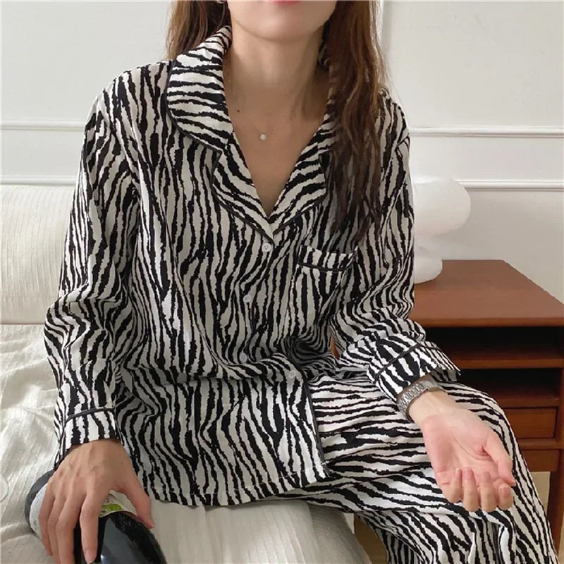 Damen-Pyjama-Set, V-Ausschnitt, Button-Down-Oberteil und Hose, Nachtwäsche, Homewear, lässige Nachtwäsche, Loungewear, Herbst-Winter, zweiteilig