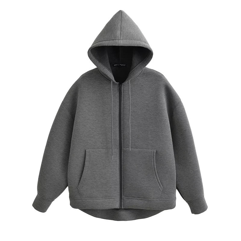 2024 Winter Neue frauen Zipper Hoodie High Street Unisex stil Doppel Taschen Oversize Lose Sweatshirts Oberbekleidung Top CYXX 073
