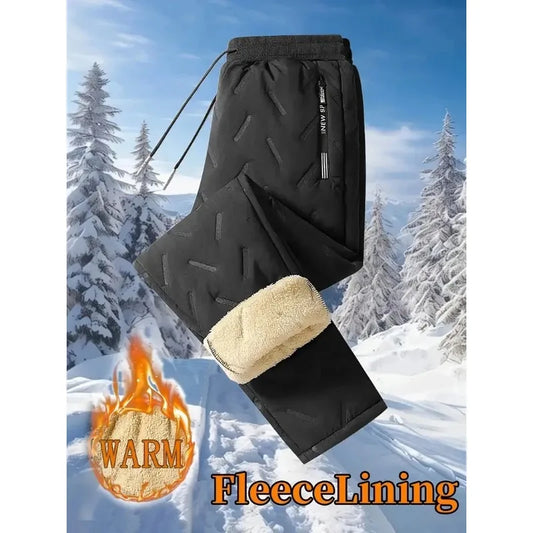 UETEEY Winter Thermal Fleece Pants Men Plush Lambswool Thicken Warm Waterproof Trousers Man Casual Windproof Joggers Sweatpants.