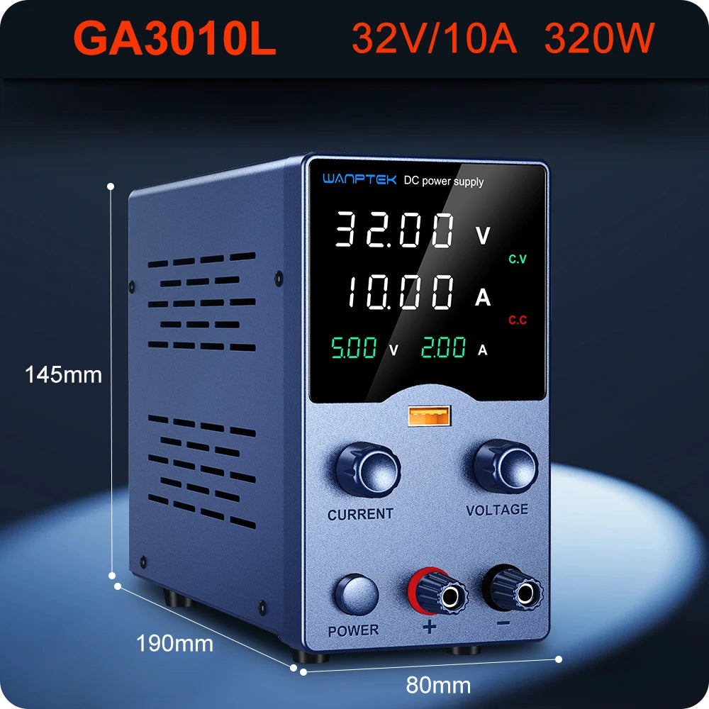 Wanptek Laboratory Power Supply 30V 5A 30V 10A 60V 5A 120V 3A Adjustable with USB Output Display Lab Bench DC Power Supply.