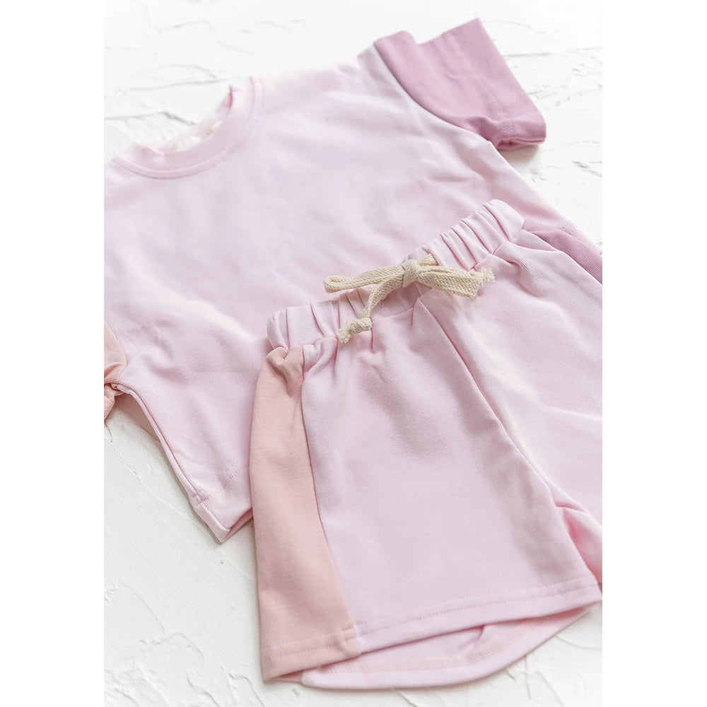 2023 sommer Neugeborenen Baby Jungen Mädchen Übergroßen Strampler Kleidung 0-24M Patchwork Farbe Baumwolle Kurzarm Body Grundlegende overalls