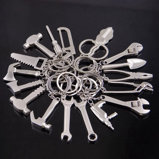 1Pcs Mini Nette Kreative Werkzeug-schlüssel Ax Zange Bohrer Herrscher Schraubendreher Spanner Schlüssel Kette Ring Schlüsselring Metall Kirsite 16 stil Geschenk