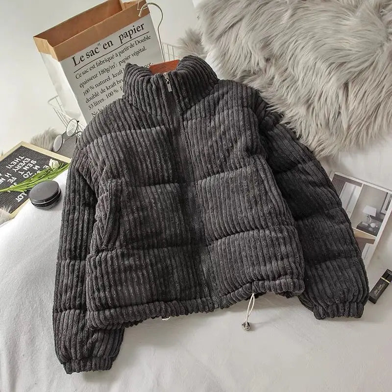 Cord Baumwoll jacke Damen kurze Winter jacke Mode Baumwoll jacke locker sitzend