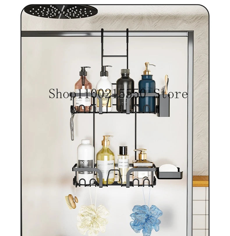 Duschraum-Aufbewahrungsregal, Badezimmer-Hängekorb, Glas-Trennwand-Organizer für die Aufbewahrung von Dusche und Toiletten