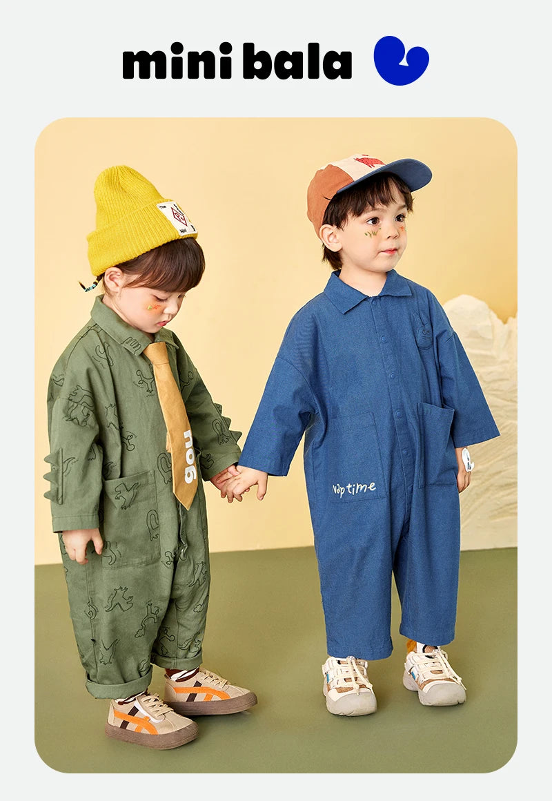 Mini Bala Outdoor Einteiliges Strampler-Set für Babys, Kinder-Arbeitskleidung, Krabbelanzug, Overall, Neu im Herbst und Winter 2024