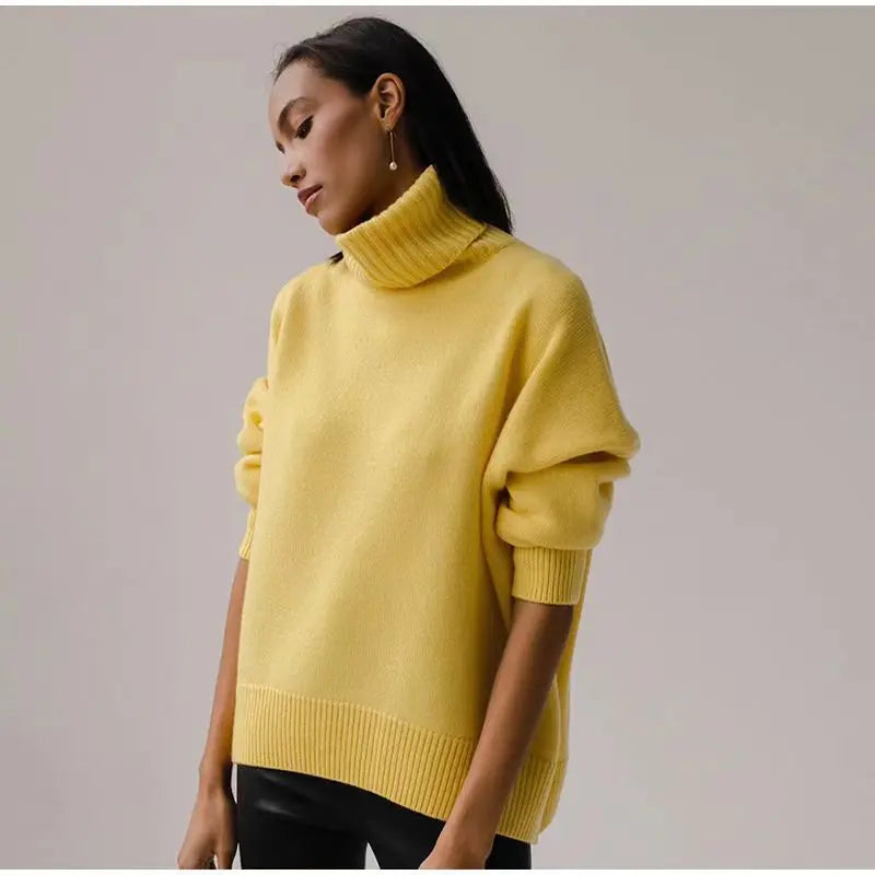 Herbst Und Winter Verdickte Rollkragenpullover frauen Lose Faul Gestrickte Pullover Silhouette Casual Pullover