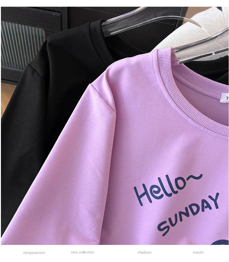 170 kg Plus Größe Damen Büste 170 Frühling Herbst Lose Langarm Cartoon Print Pullover Sweatshirts 4XL 5XL 6XL 7XL 8XL 9XL