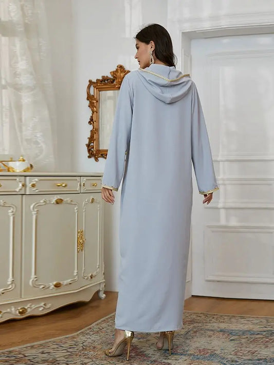 Ramadan Gray S Size Abaya Damen Dubai Luxury Islam Muslim African Dresses For Women Kebaya Kaftan Morocco Robe Musulmane Femme.