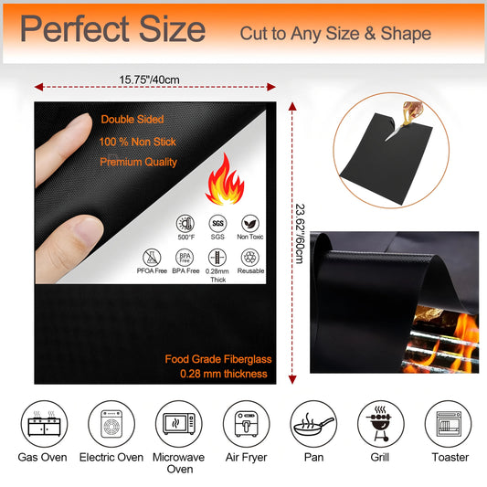 Oven Bottom Liners Non Stick Barbecue Grill Mats Reusable Kitchen Toaster Liner Air Fryer Cooking Heat Resistant Baking Paper.