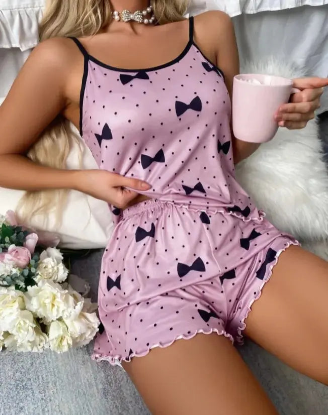 1 Satz Sommer-Damen-Pyjamas, zweiteilig, sexy, lässig, Leibchen, Unterhemd, Shorts, Homewear-Anzug