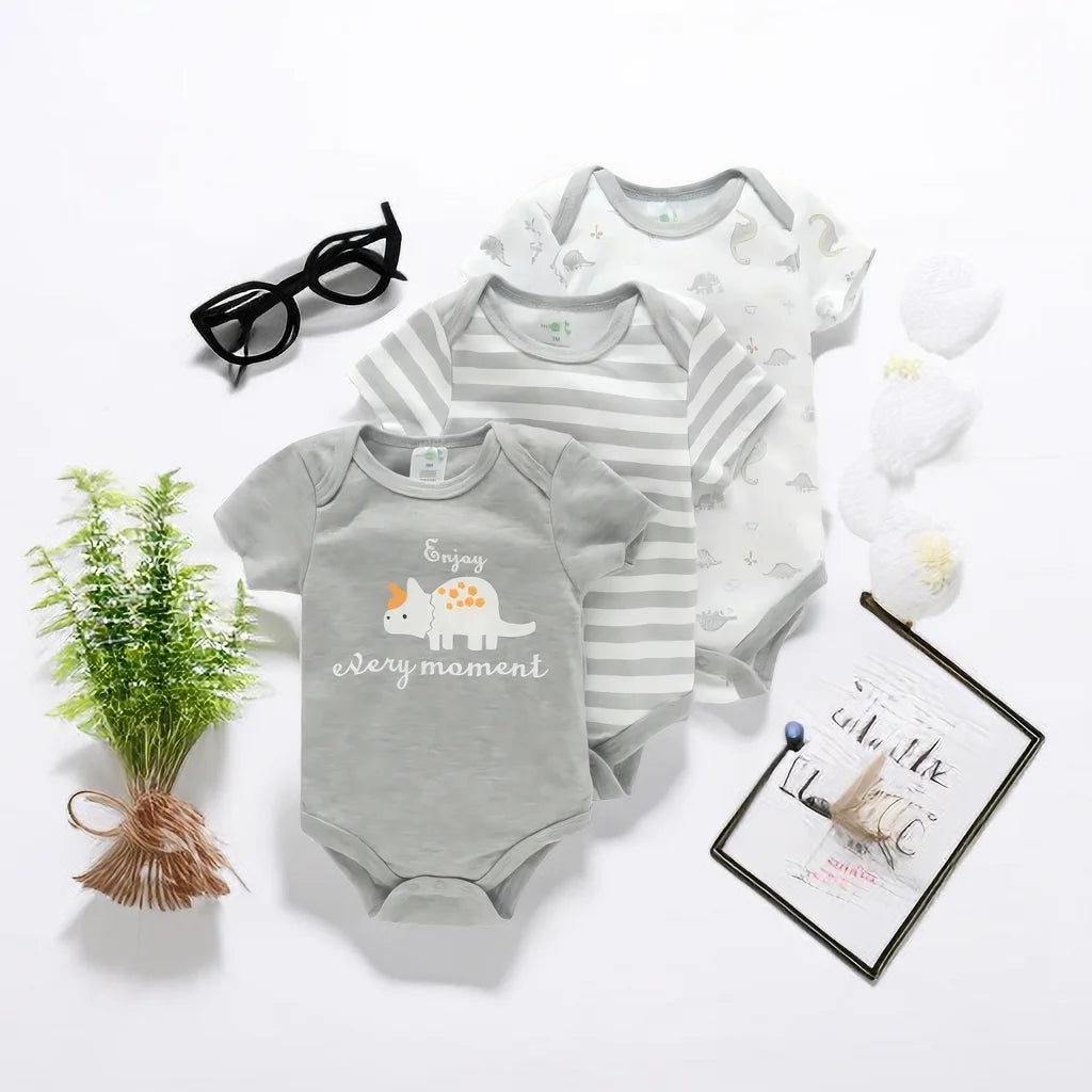 3PCS Infant Baby Nette Grafik einteilige Kleidung Für Jungen Und Mädchen, Neugeborenen Reine Baumwolle Sommer Strampler neugeborene kleidung