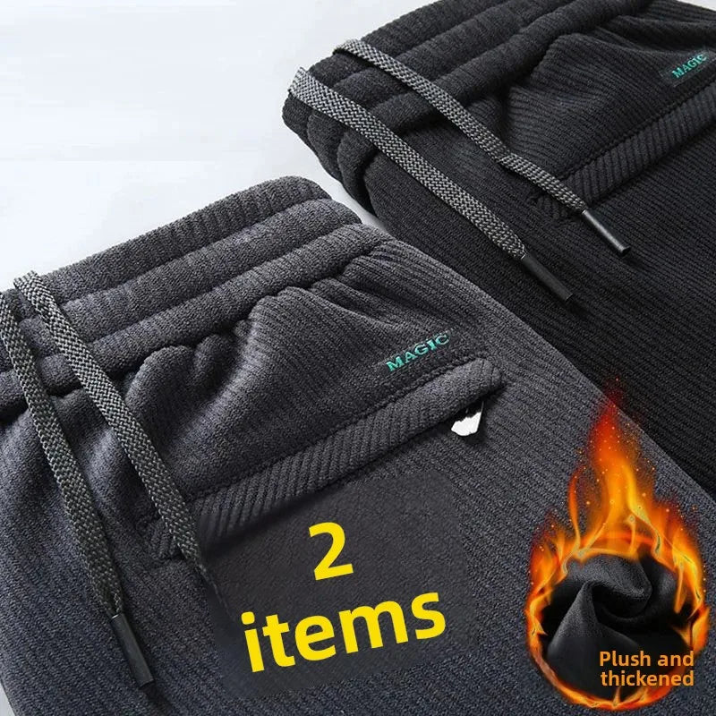 Herren-Freizeithose, verdickt, gerades Bein, warm, Herbst-Winter-Oberbekleidung, modisch, vielseitig, lockere Passform, sportlicher Stil