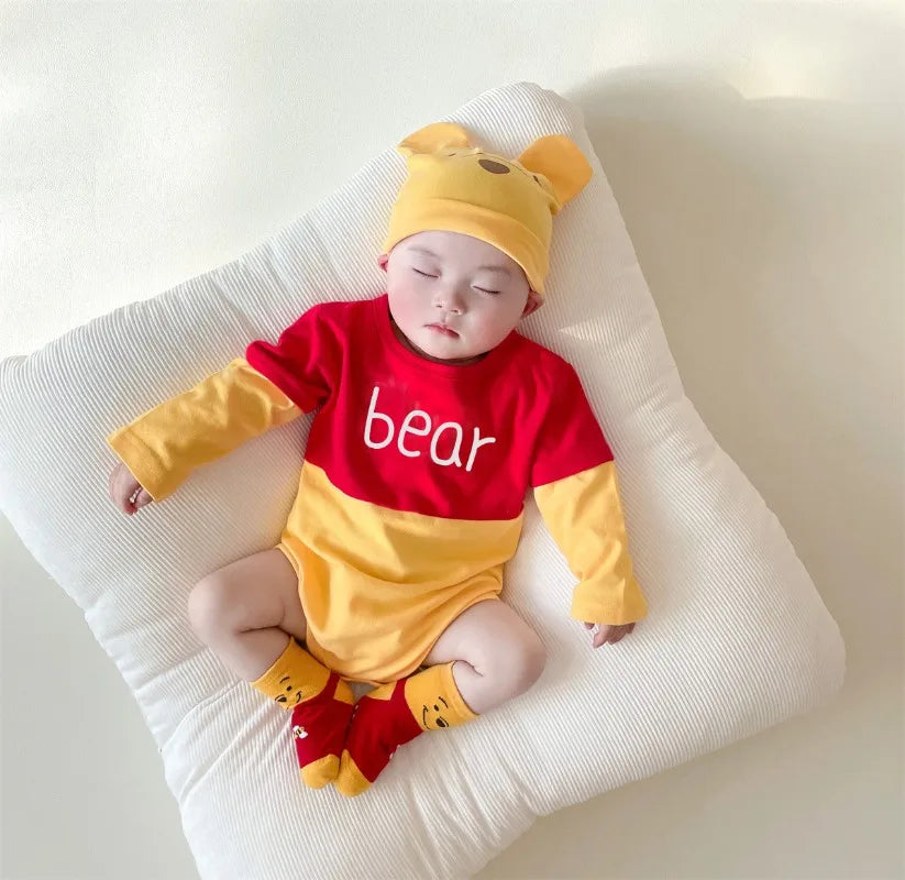 Winnie The Pooh Bär Baby Body Neugeborenen Langarm Strampler Kleinkind Jungen Mädchen Overall Kleidung K3529