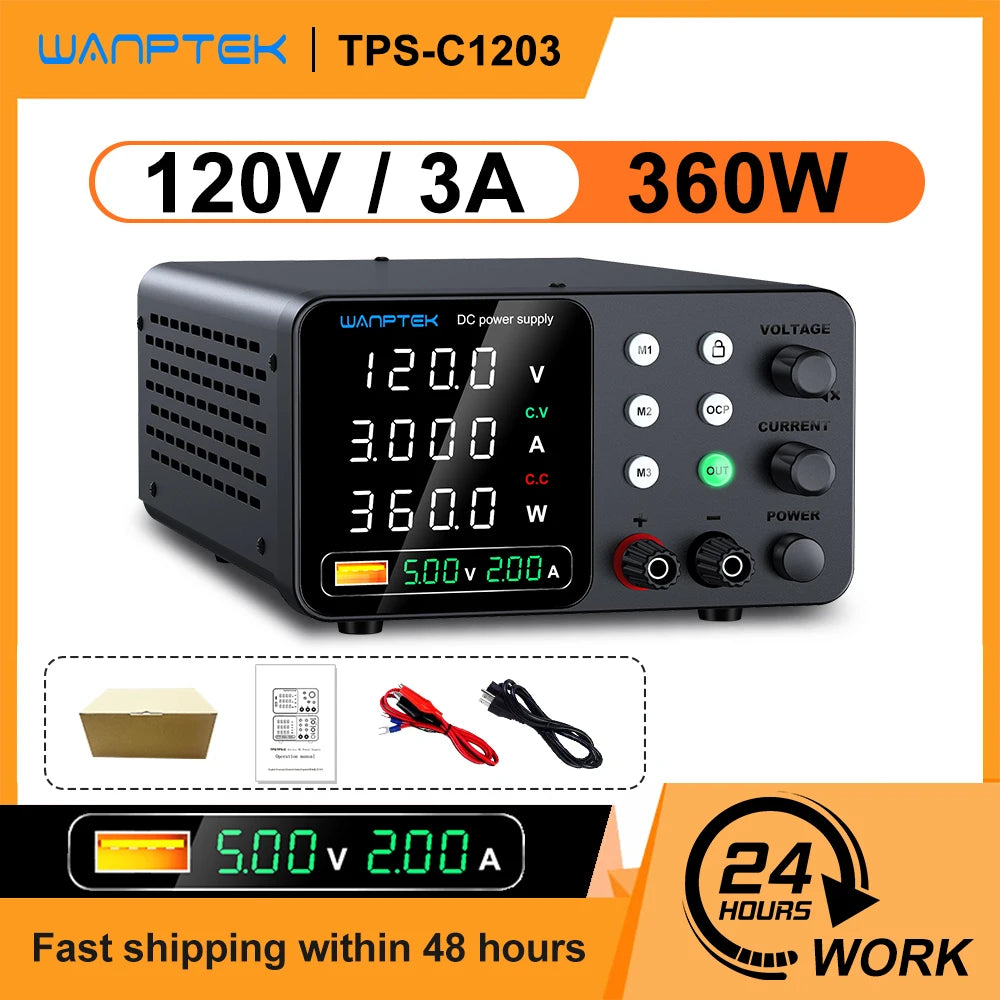 New Wanptek DC Power Supply 30V 10A Laboratory Switching Power Supply TPS-C3010 Three-Group Memory Function Preset Current.