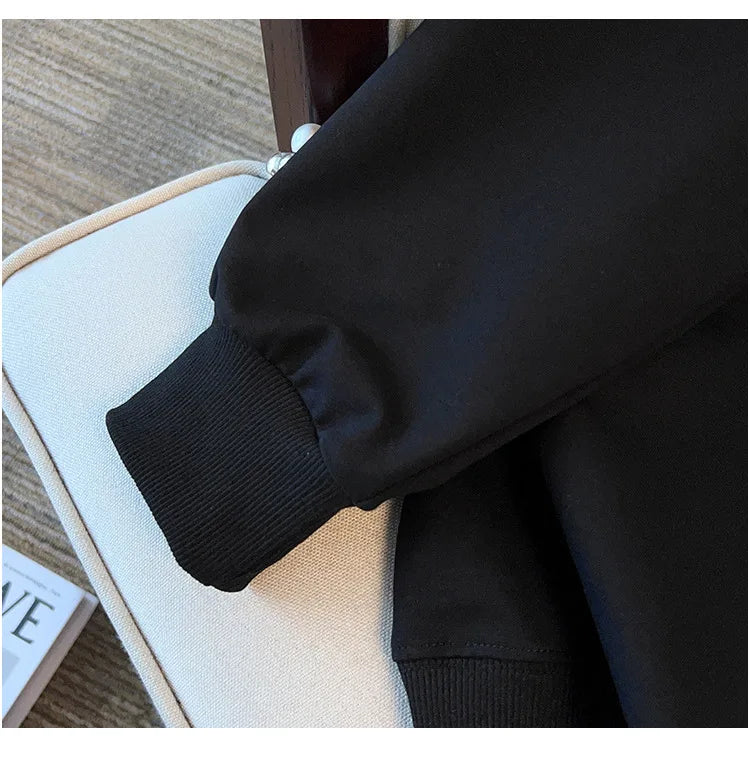 175kg plus size Damen büste Frühling Herbst lose besticktes Sweatshirt schwarz weiß groß 5xl 6xl 7xl 8xl 9xl