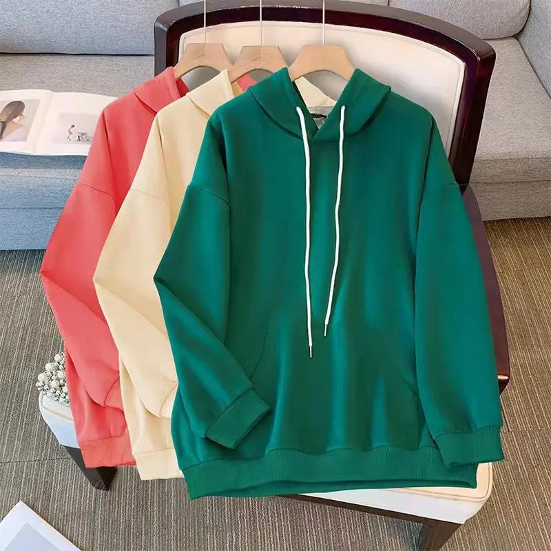 150kg plus size Damen büste Herbst Kapuze neun Farben Sweatshirt lose Langarm Top 6xl 7xl 8xl 9xl 10xl