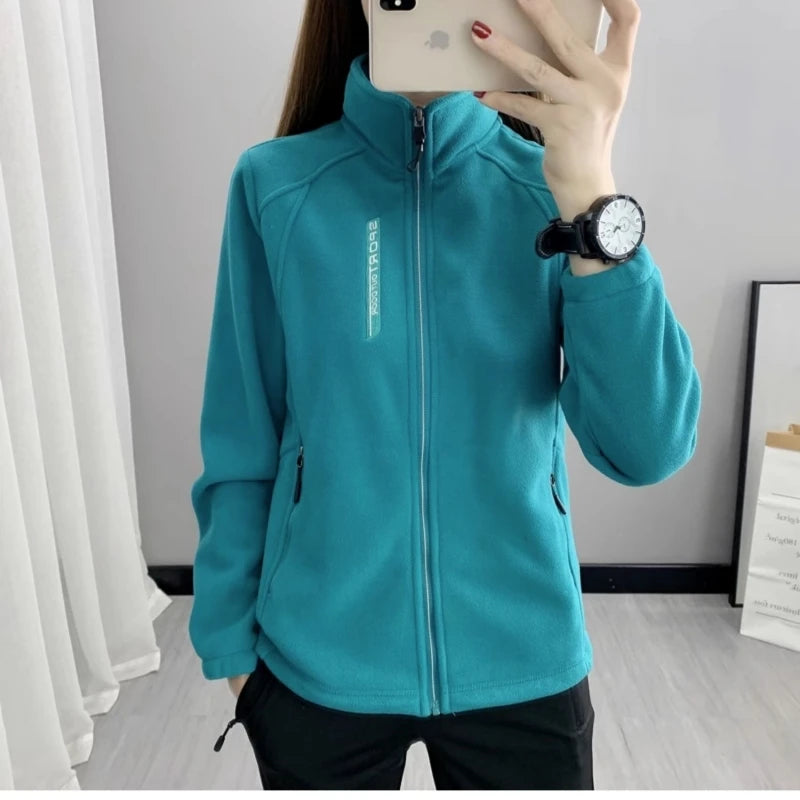 Plus Größe Herbst Winter Polar Fleece Warme Mantel Frauen Sweatshirt Outdoor Sport Casual Zipper Strickjacke Jacke Top Schlank Jugendliche
