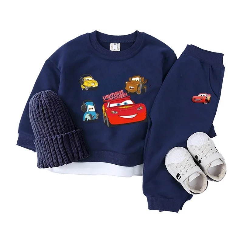 Korean Baby Clothing Sets Spring Autumn Toddler Boy Girl Cartoon Car Lightning Mcqueen Tracksuit Pullover Pants 2PCS Suit Outfit.