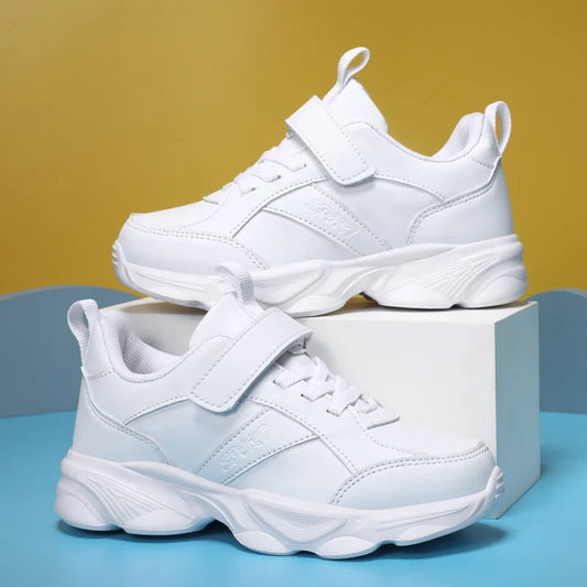 Children Shoes Kids Casual Sneakers Black Pu Leather Sports Shoes for Boy Girls White Shoes School Running Tennis Sneaker.