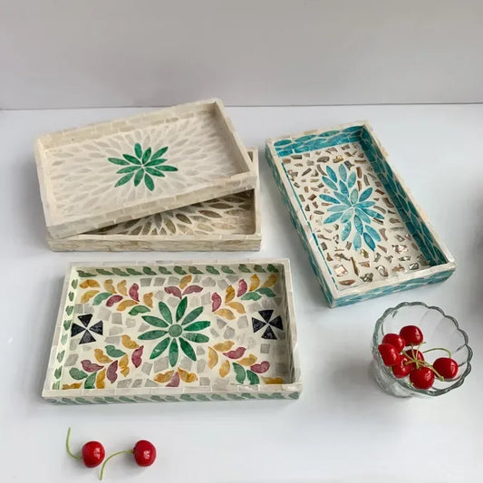 Rectangular Shell Tray Oval Colored Shell Storage Plate Living Room Cake Cafe Restaurant Storage Decorations Jewelry Organizer.