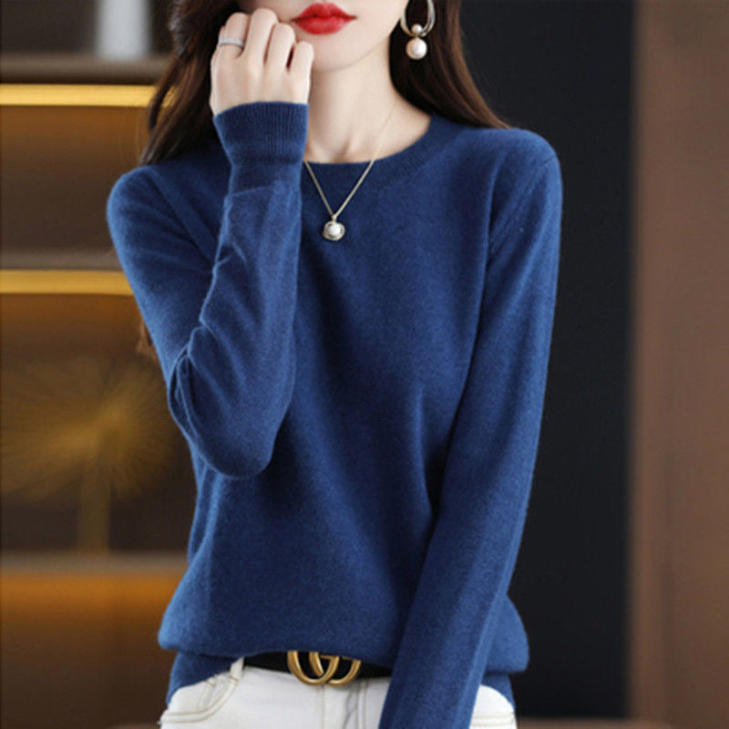Frauen Pullover Oansatz Herbst Winter Grundlegende Pullover Warme Casual Pulls Jumper Koreanische Lange ärmeln Solide Strickwaren Bodenbildung Shirt