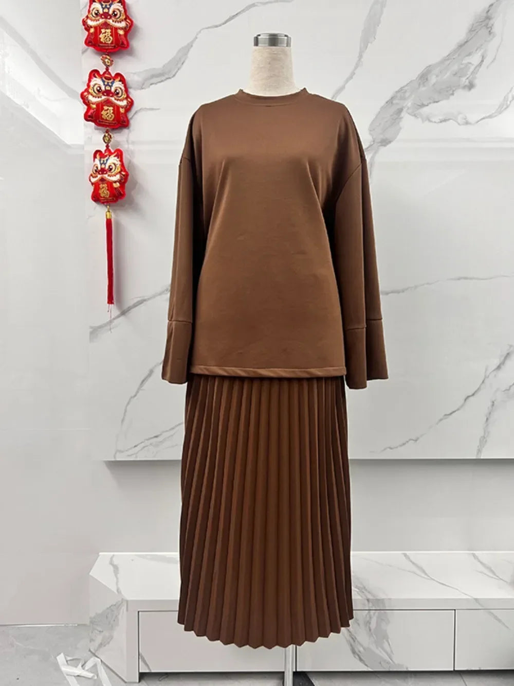 Eid Muslim Two Piece Set Women Top Long Skirt Suit Ramadan Morocco Dubai Islam Casual Ensemble Femme Arabic Skirts Outfits 2024.