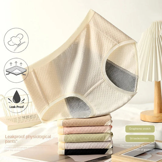 Physiological Period Leak Proof Menstrual Panties Breathable Seamless Soft Fabric Women Underwear Breifs Mesh Sanitary Pants XL.