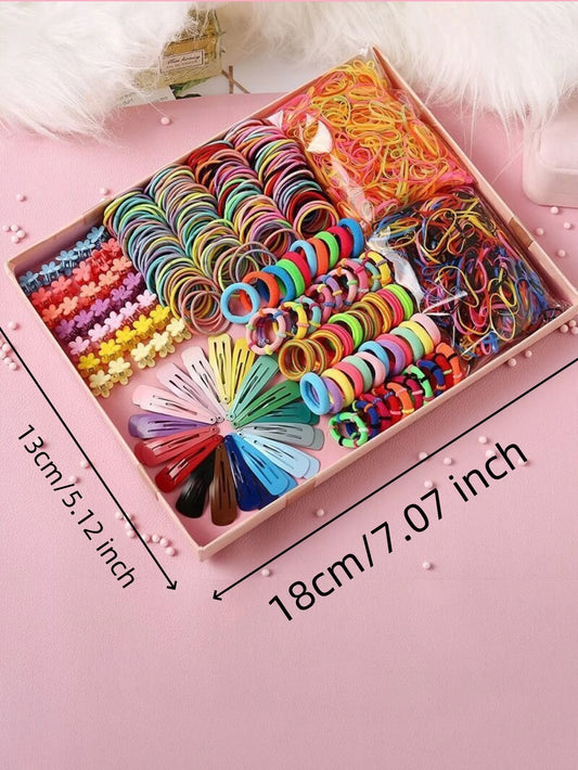 780pcs Girls Colorful Hair Bands Set Kids Hair Accessories Elastic Hair Sets Children Ponytail Holder Scrunchies Baby Cute Head.
