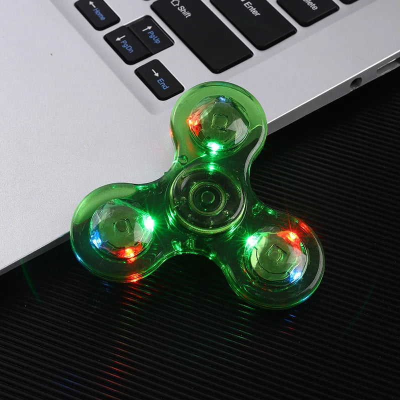 LED Finger Spinner Transparent Crystal LED Light Colourful Light-up Finger Spinner Pvc Material Finger Spinner Toys.