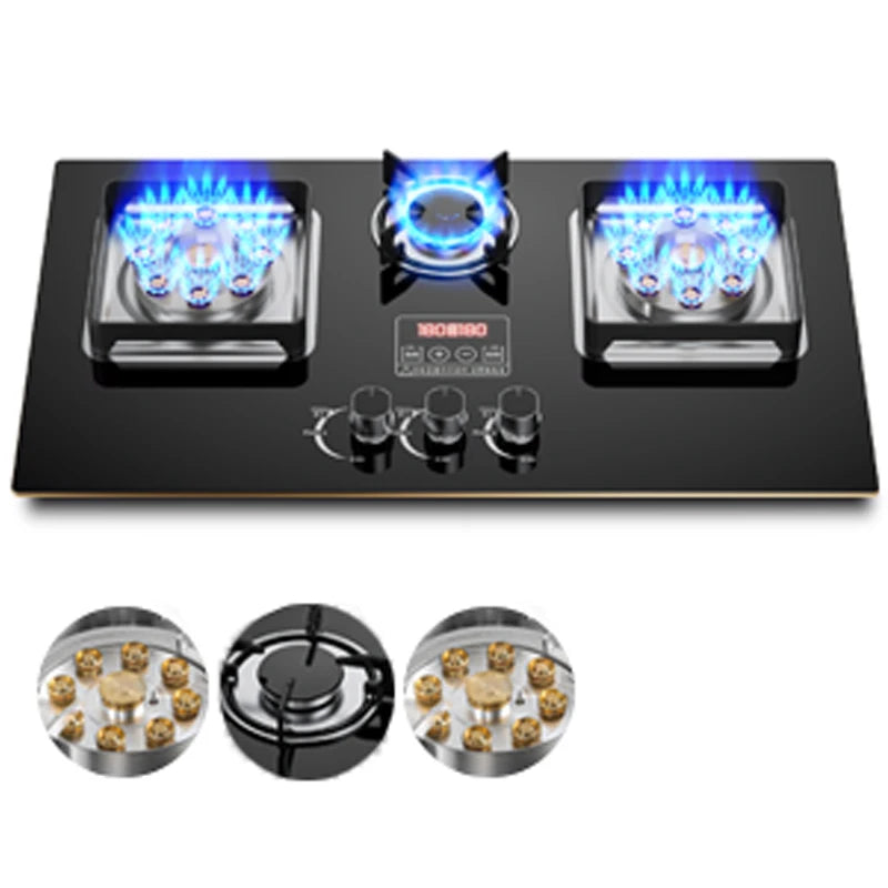 7.2KW Gas Stove Household Three Stove Timing Table Embedded Dual-purpose Natural Gas Liquefied Gas Fire Stove Gas Stove